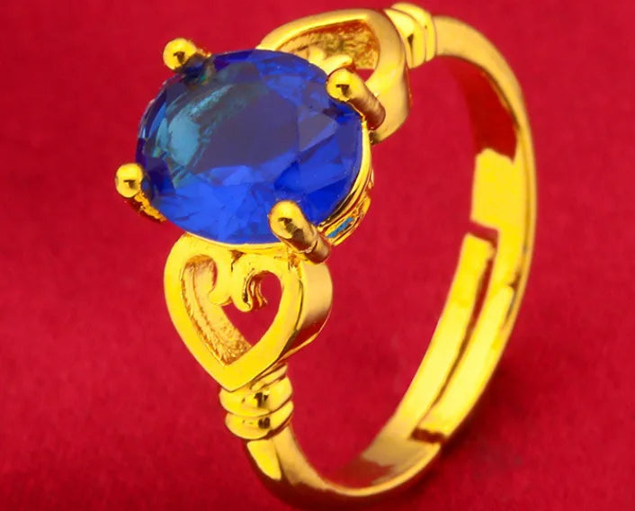 24K Gold Vintage Enamel Ring Adjustable