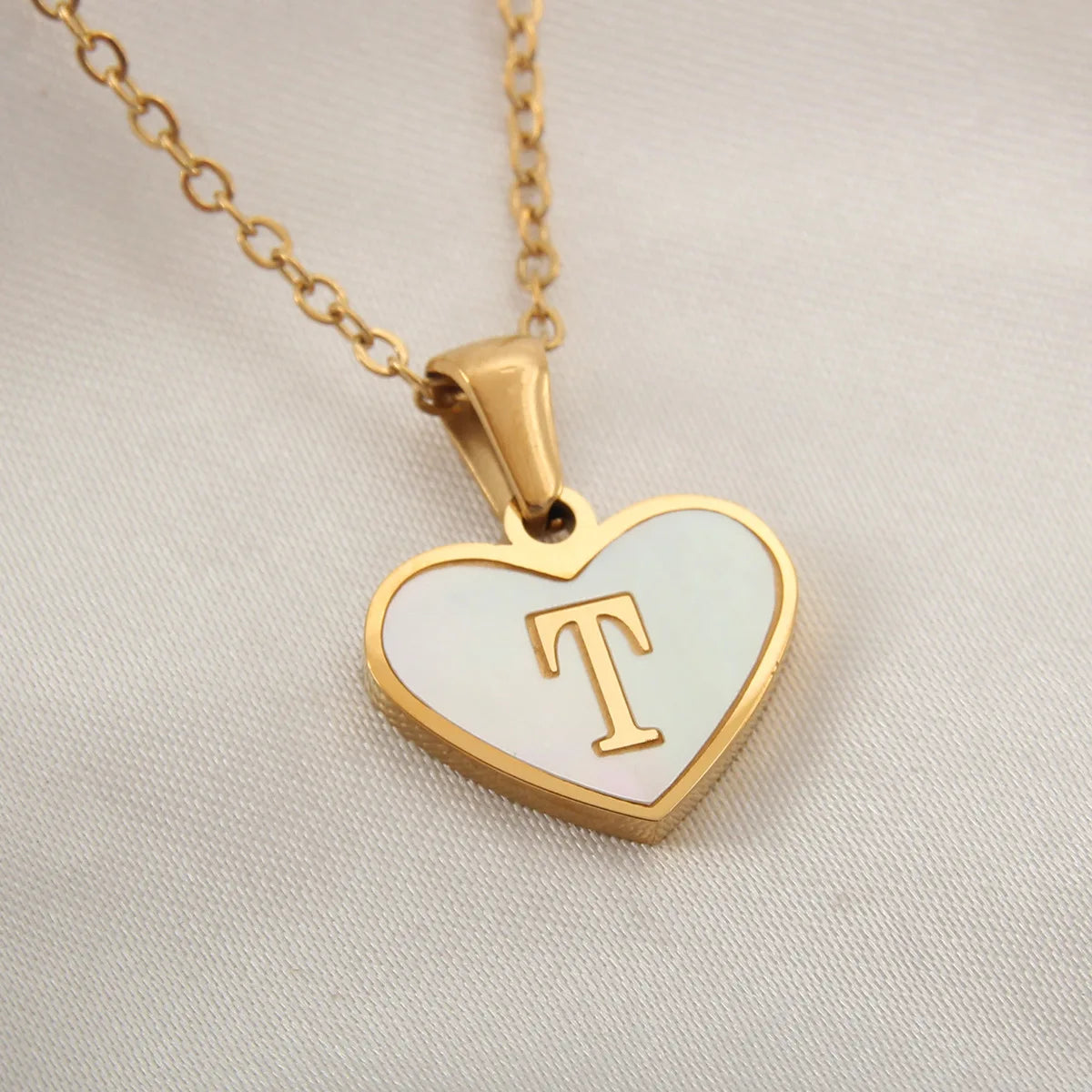 Gold Plated Initial Necklace Stainless Steel
