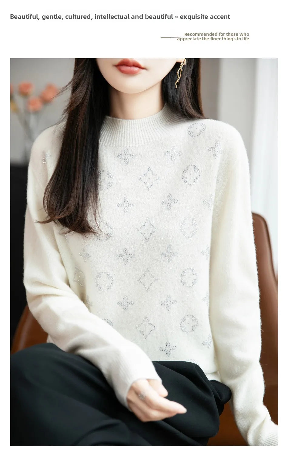 Women’s Fine Knit Half Turtleneck Sweater – Elegant Casual Style
