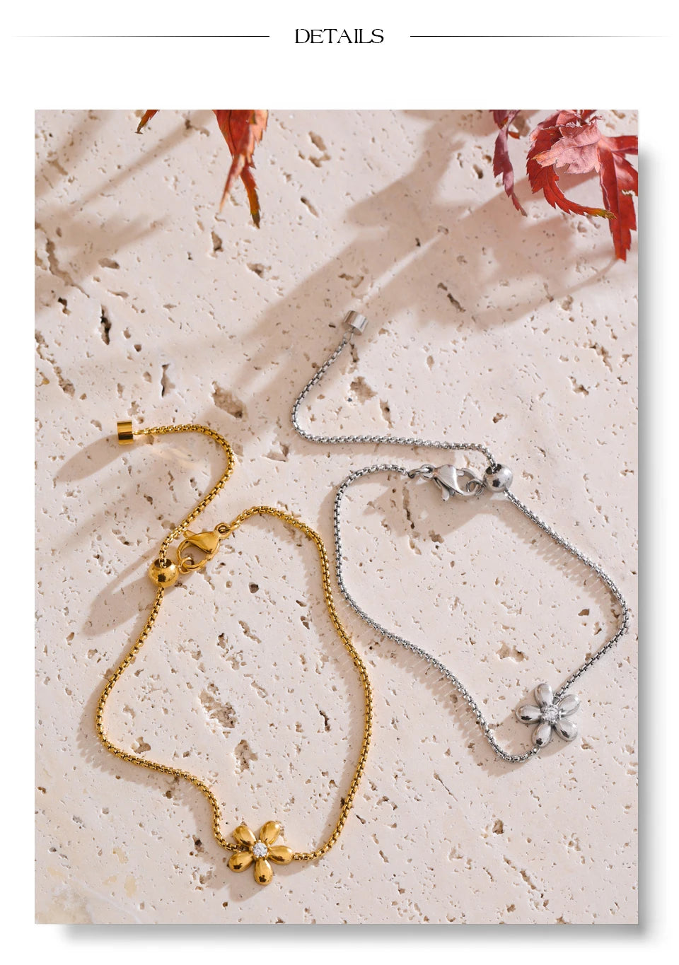 18K Gold Plated Stainless Steel Zirconia Flower