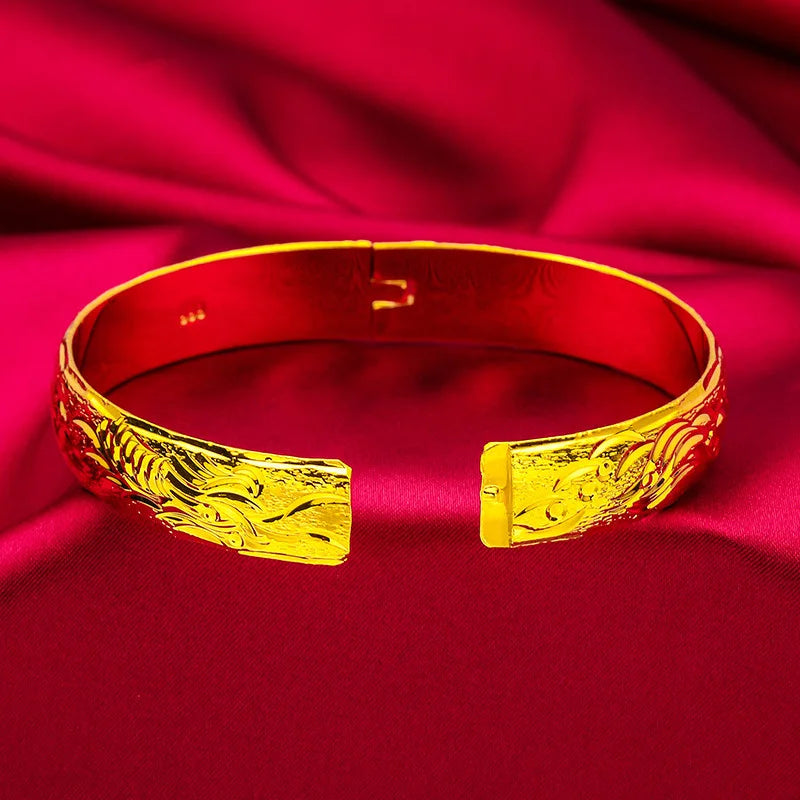 24K Gold Dragon Vintage Phoenix Clasp Bangle