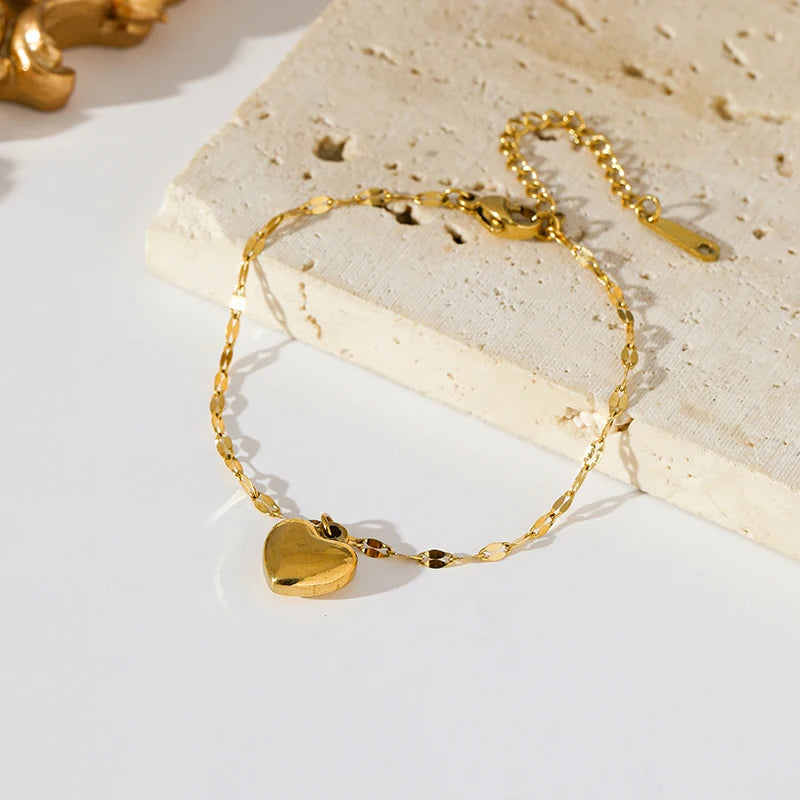 Heart Love 18K Gold Plated Stainless Steel