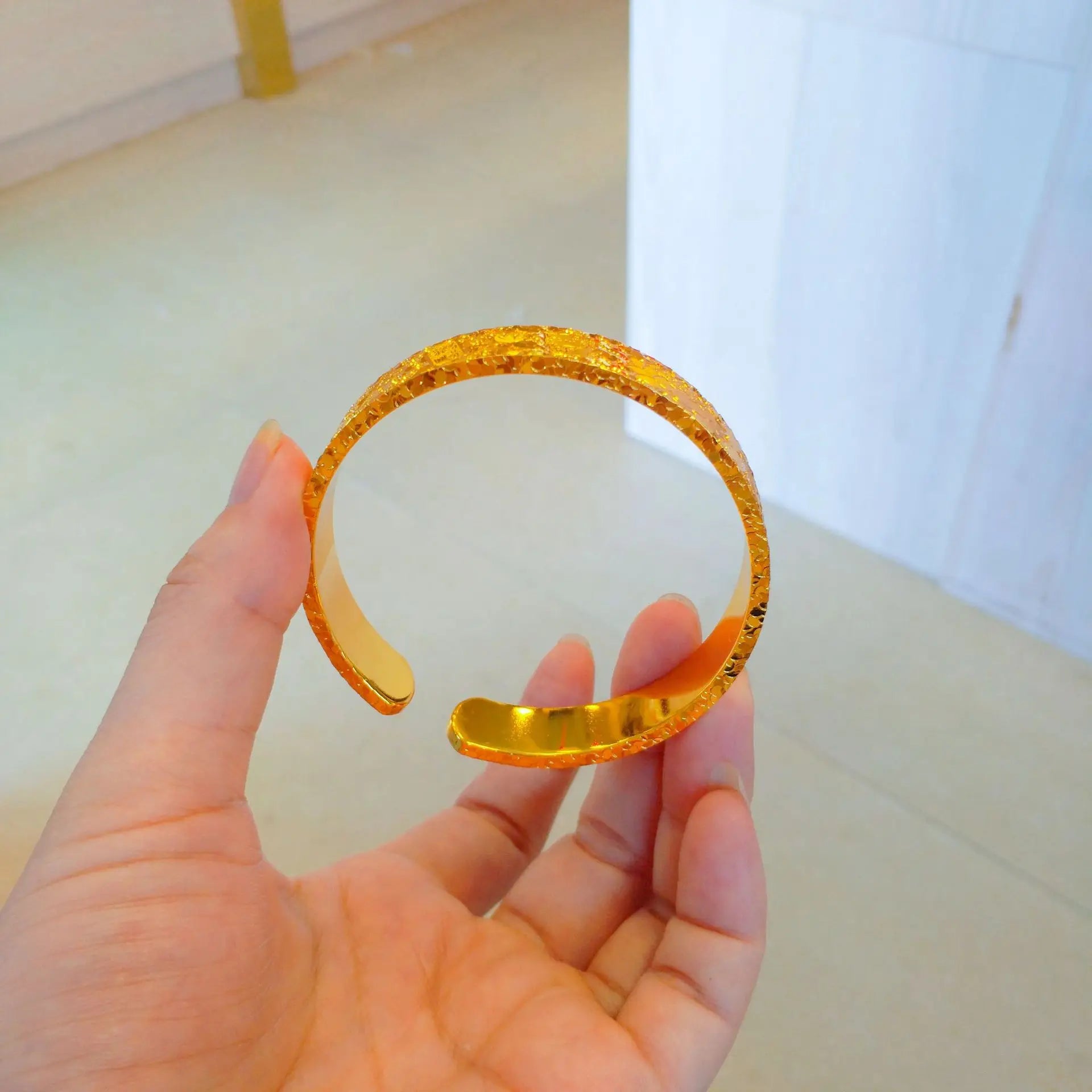 24K Gold Lotus Open Cuff Bracelet