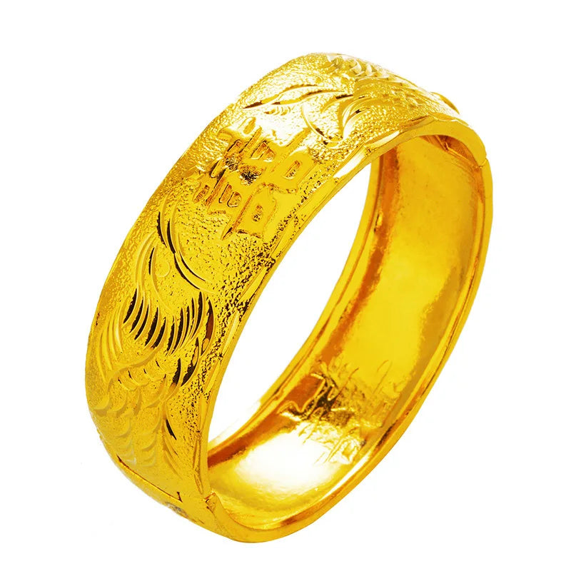 24K Gold Dragon Phoenix Wedding Bracelet