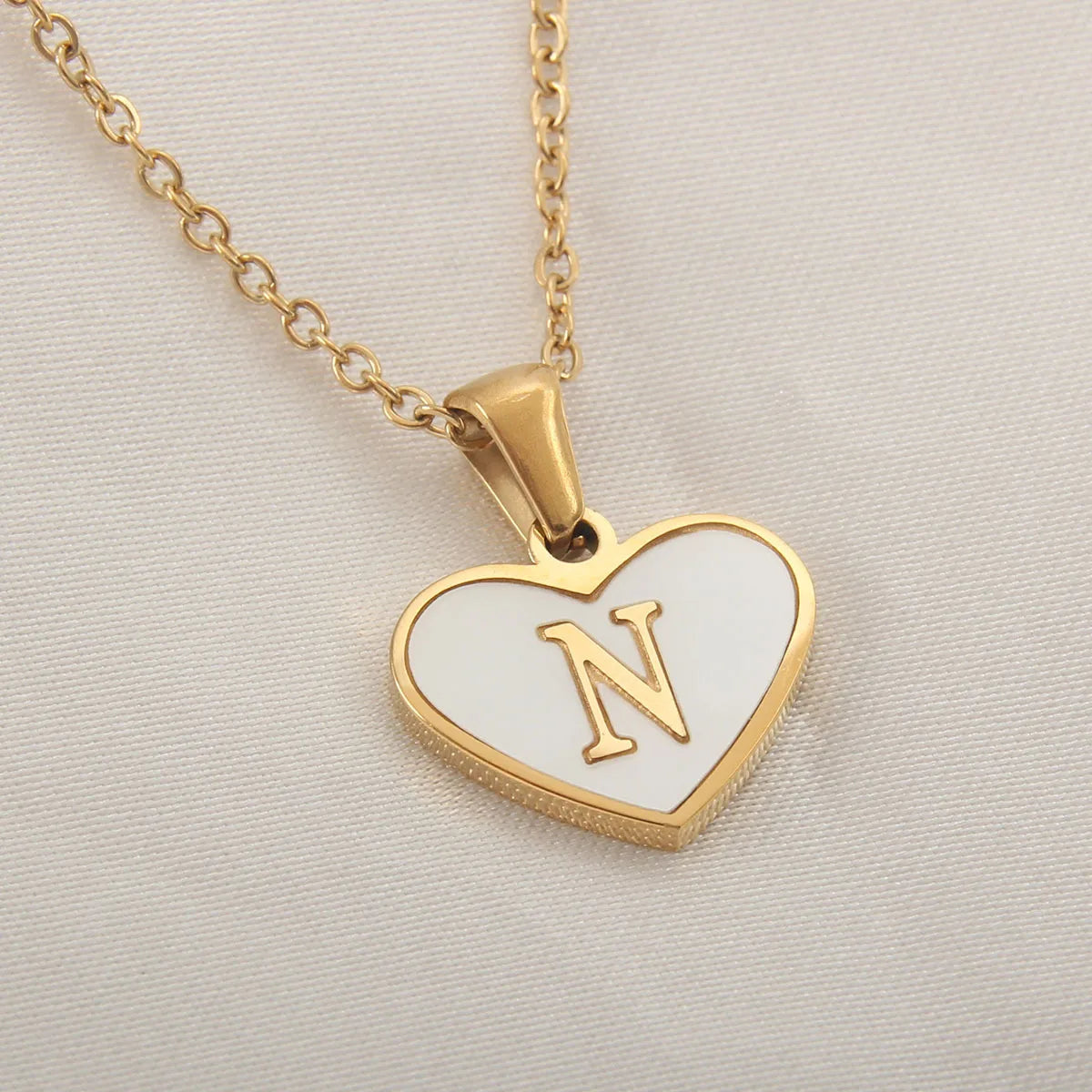 Gold Plated Initial Necklace Stainless Steel