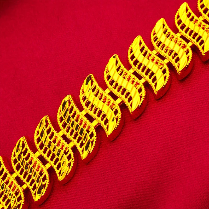 24K Gold Hollow Chain Bracelet Smooth S-Clasp