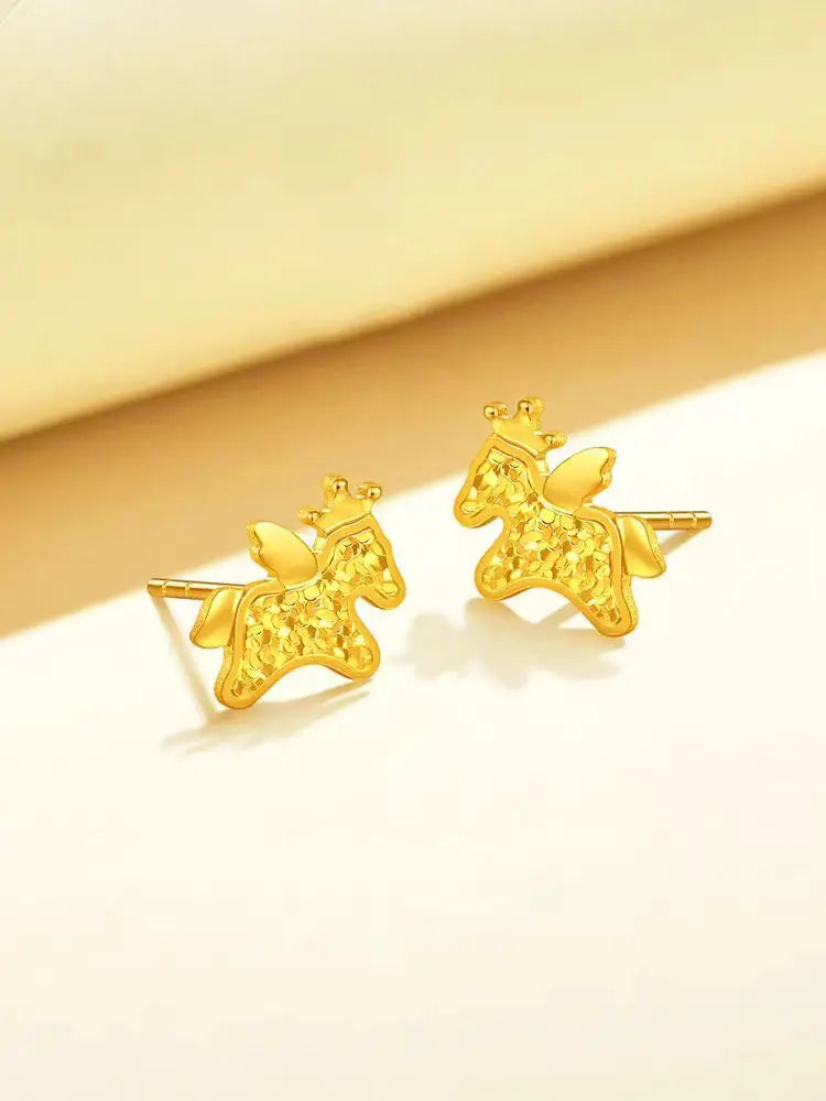 24K Gold Horse Brings Wealth Earrings
