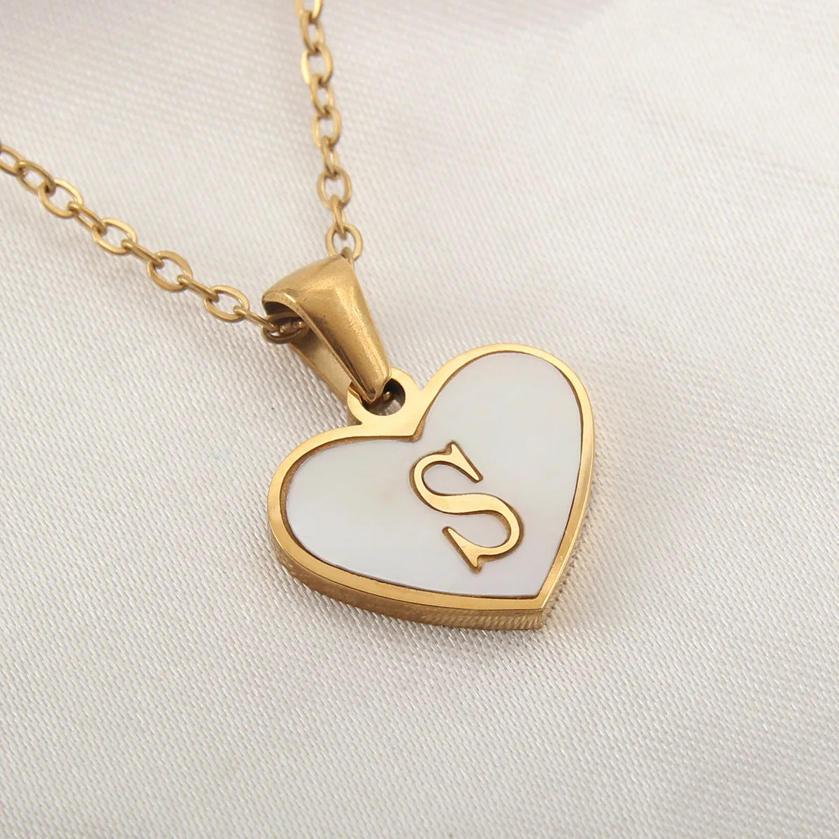 Gold Plated Initial Necklace Stainless Steel