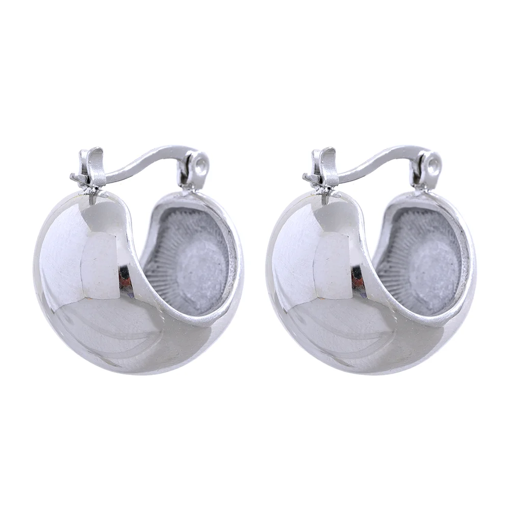 18K Gold Tone Chunky Geometric Stainless Steel Hoop Earrings