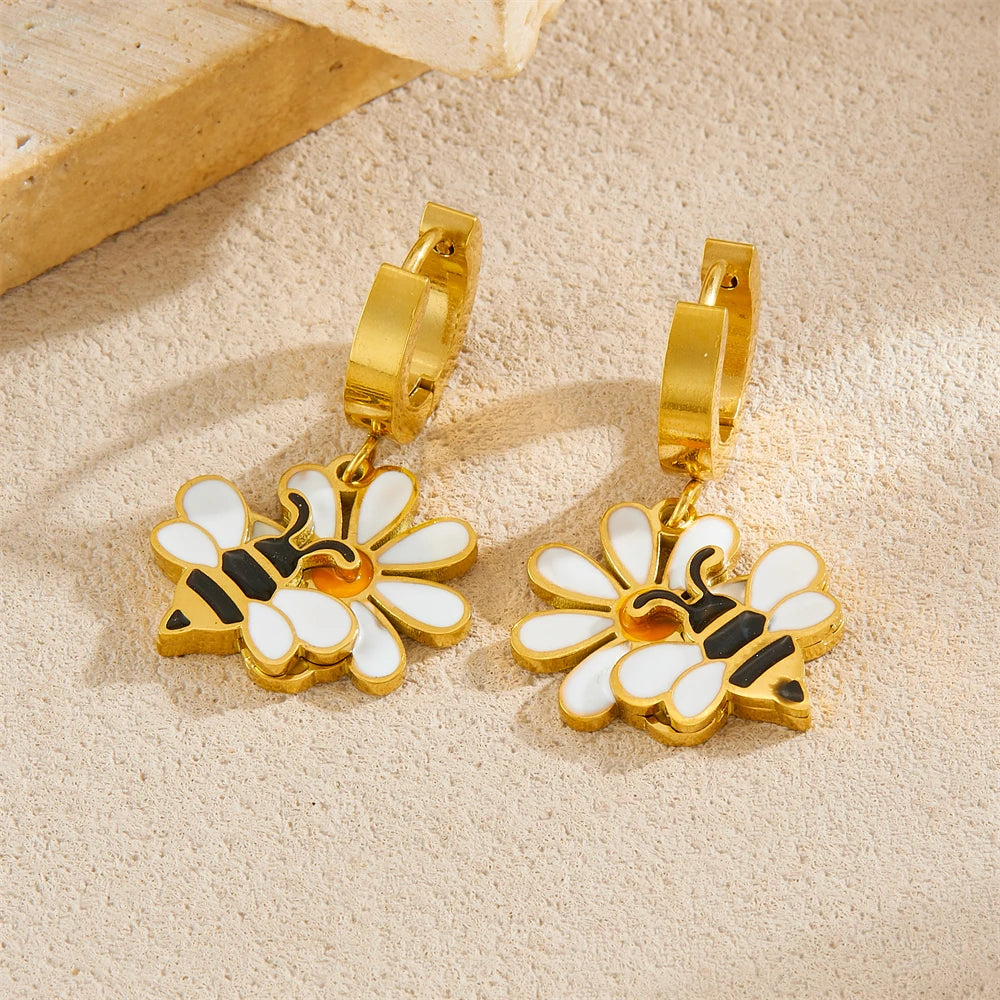 14K Gold Plated Bee Jewelry Set Stainless Steel