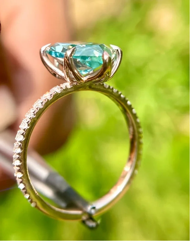 14K Gold Plated Blue Green Marquise Vintage Ring