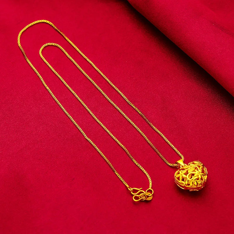 24K Gold Hollow Love Vintage Necklace Bracelet & Ring