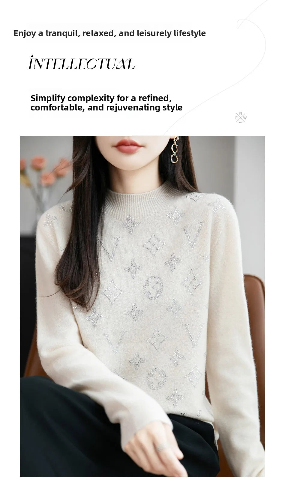 Women’s Fine Knit Half Turtleneck Sweater – Elegant Casual Style