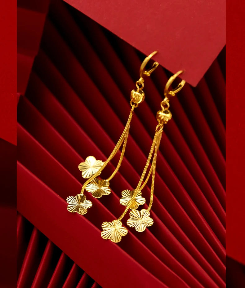 18K Gold Tassel Drop Earrings