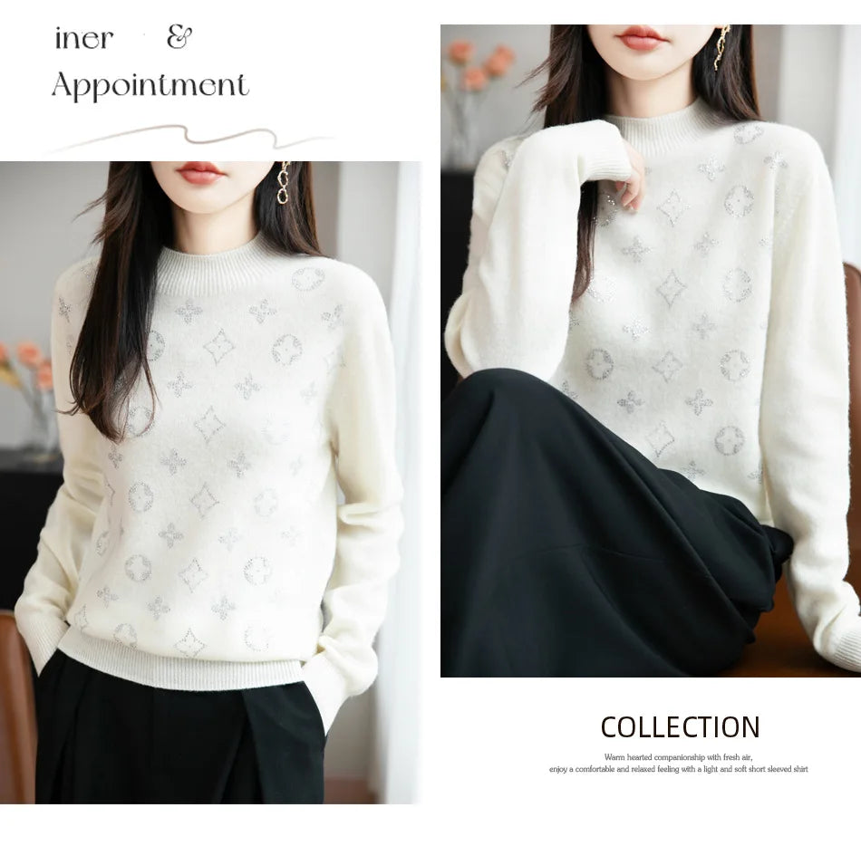 Women’s Fine Knit Half Turtleneck Sweater – Elegant Casual Style