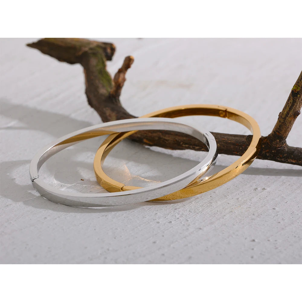 Minimalist Vintage Gold Stainless Steel Bangle Waterproof