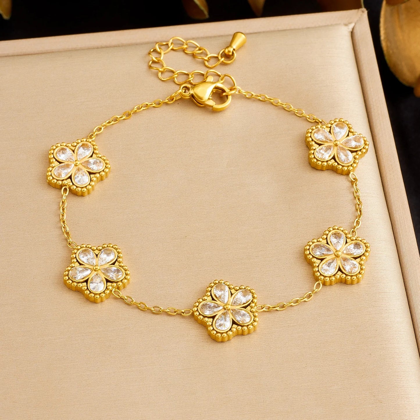 14K Gold Plated Flower Style Stainless Steel