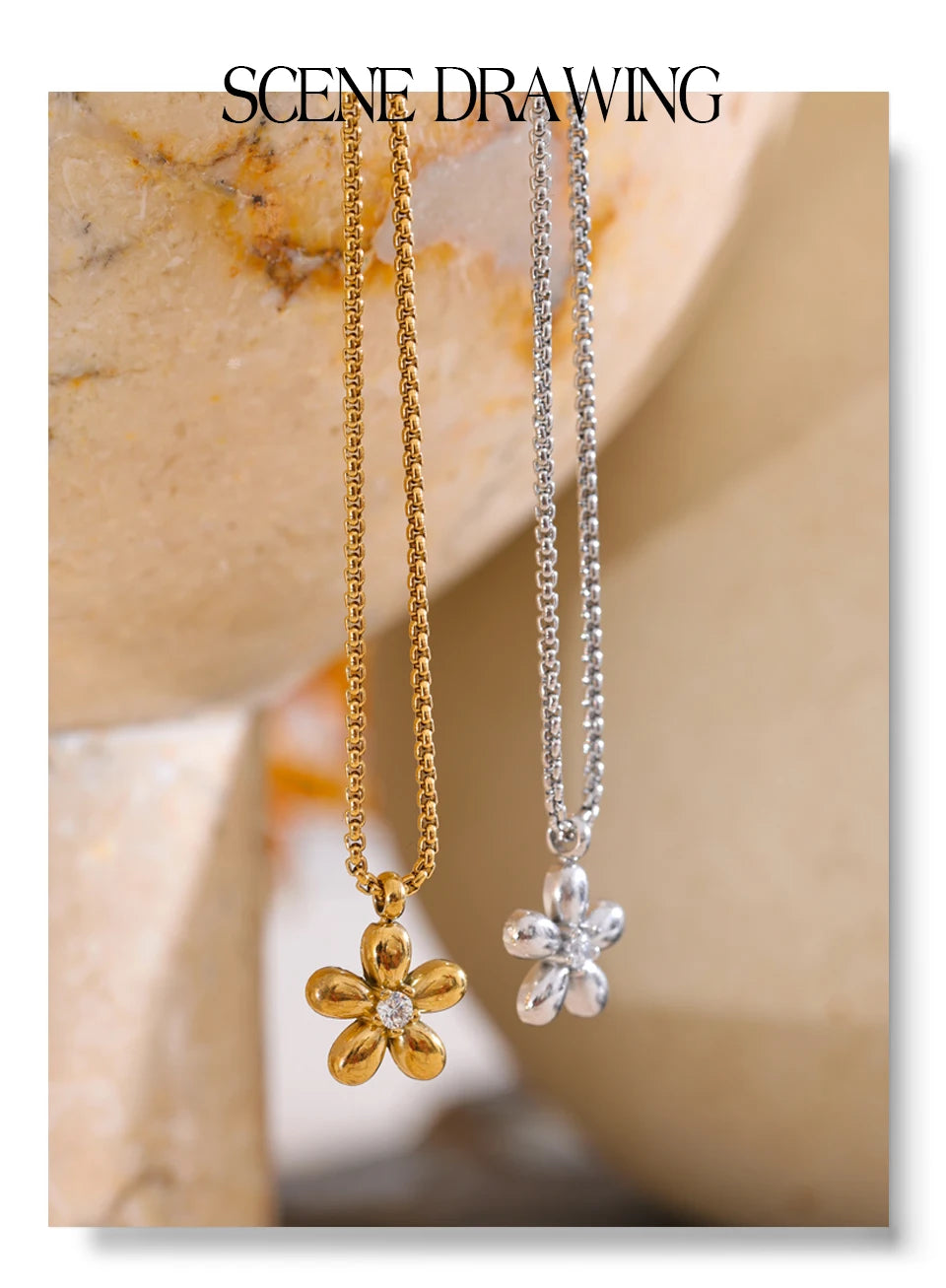 18K Gold Plated Stainless Steel Zirconia Flower
