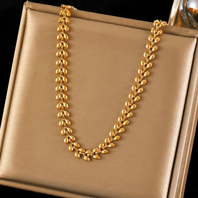 Gold Wheat Chain Jewelry Set