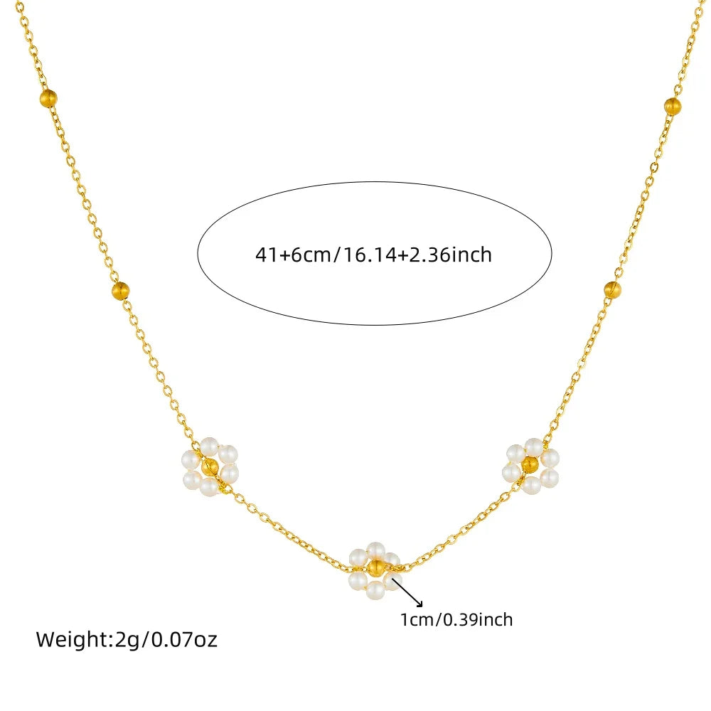 Pearl Flower Jewelry Set Stainless Steel