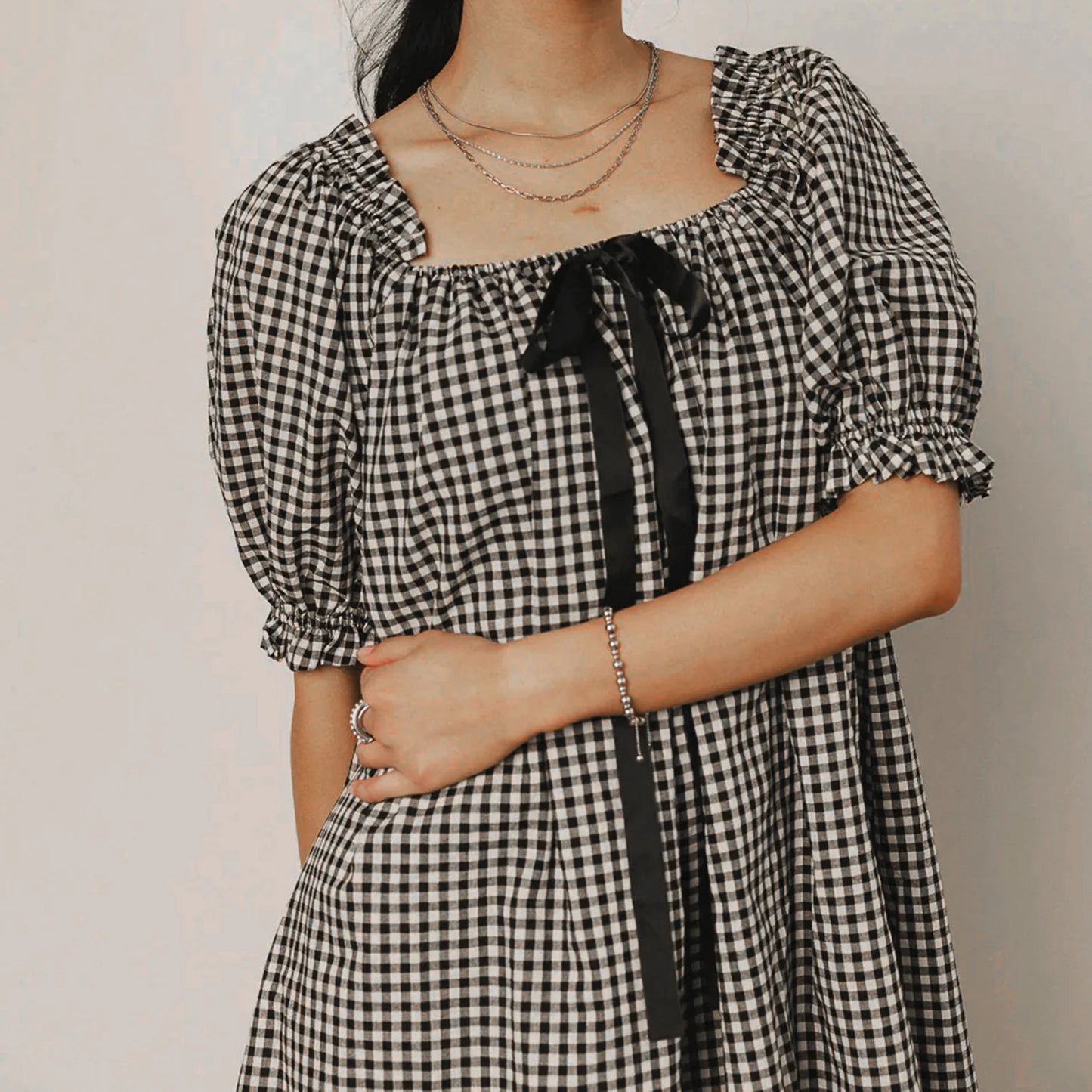 Plaid Babydoll Mini Dress