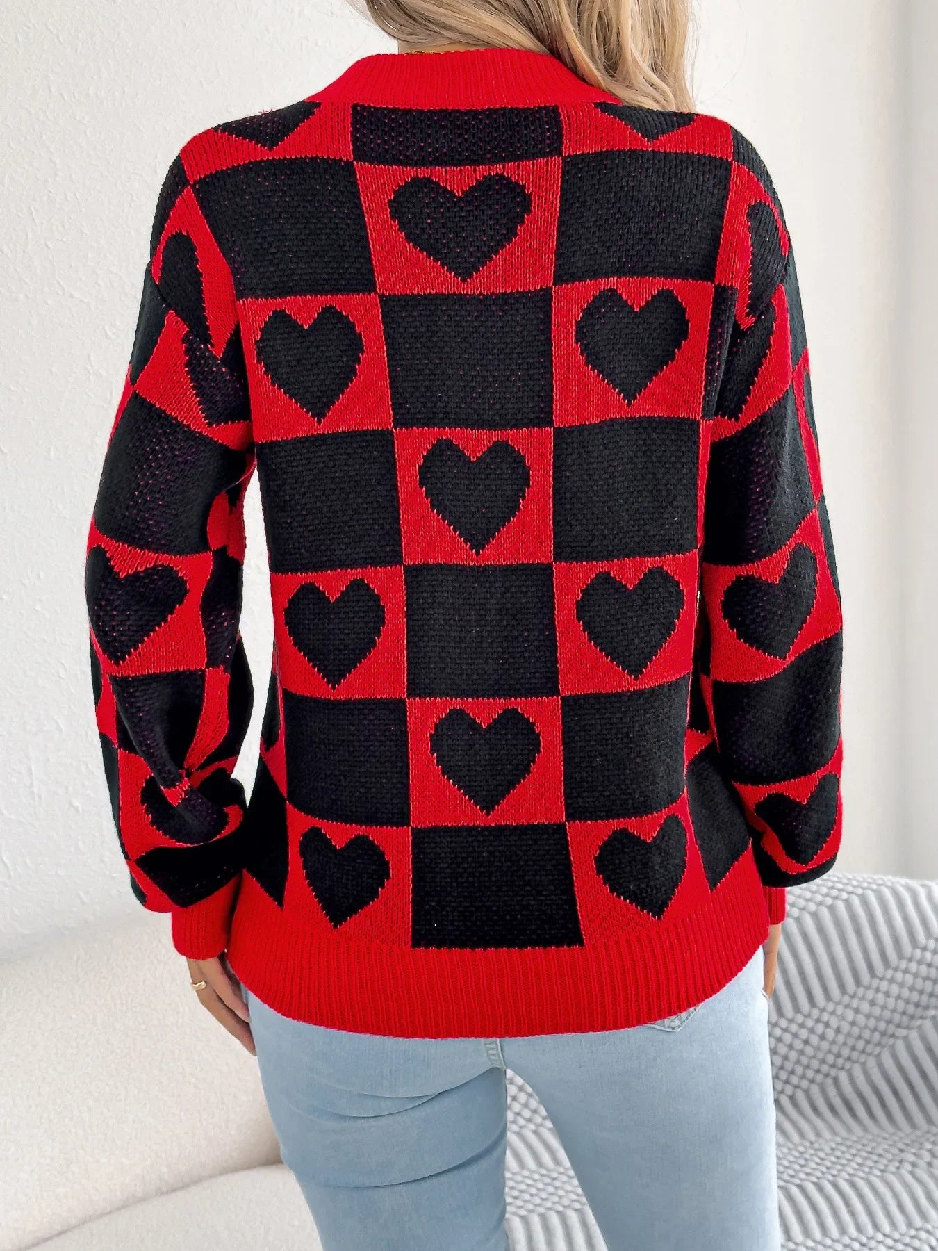Valentine’s Day Heart Lantern Sleeve Sweater