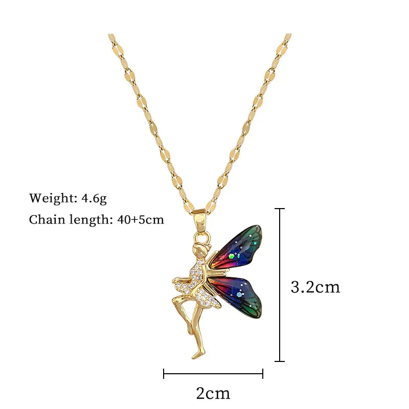 Angel Wing Necklace Stainless Steel Chain