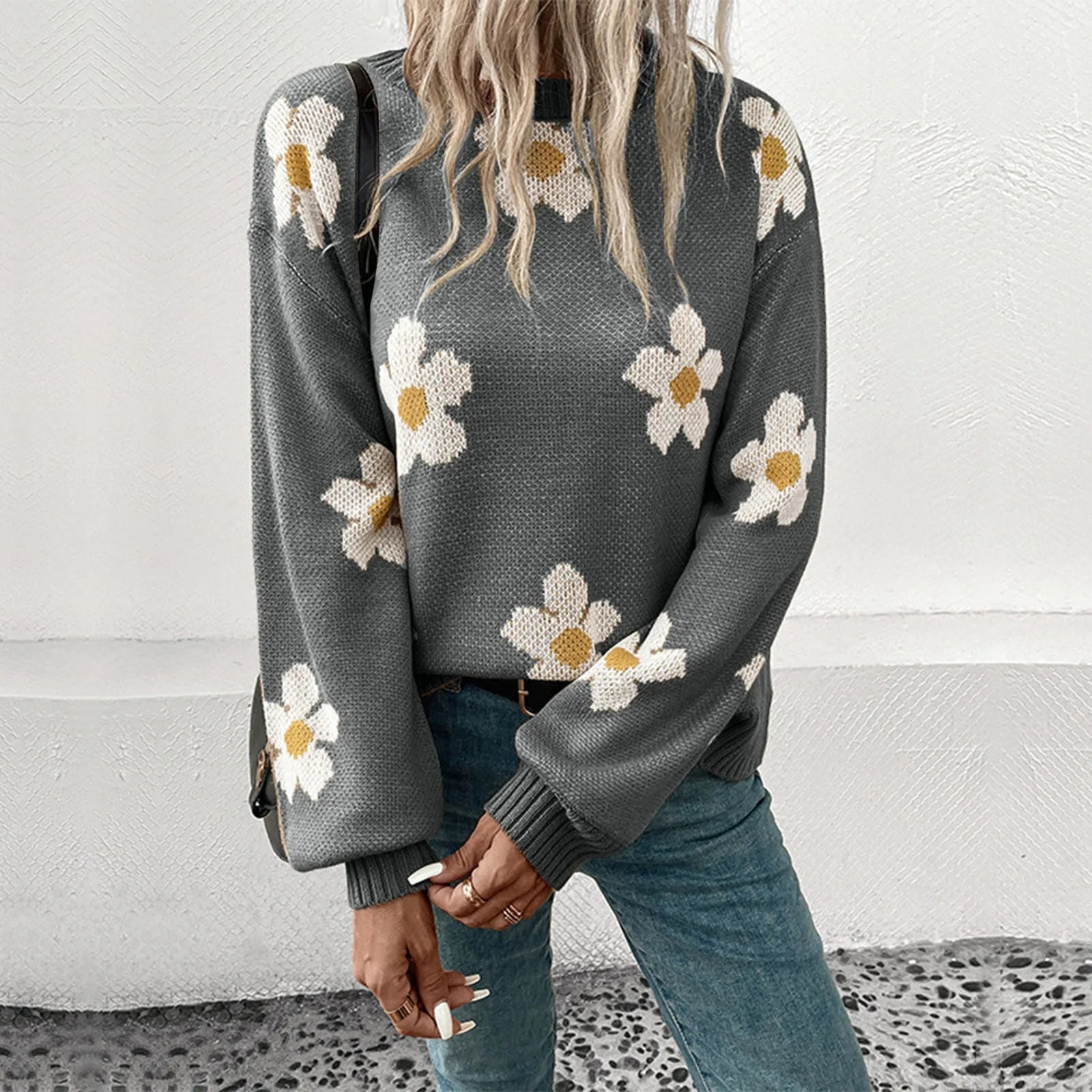 Sweet Floral Long Sleeve Sweater