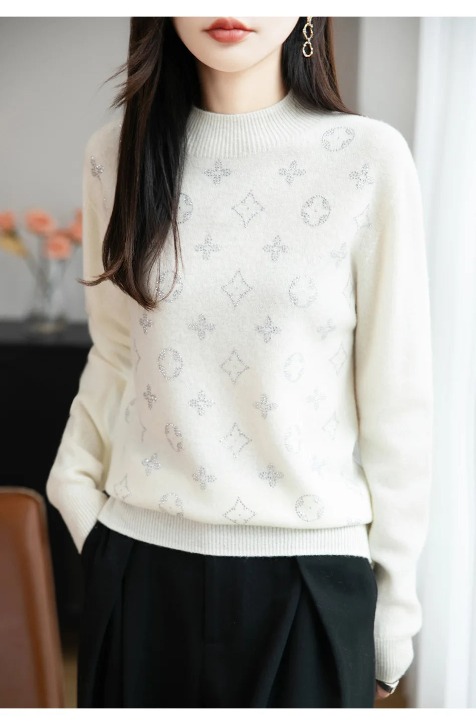 Women’s Fine Knit Half Turtleneck Sweater – Elegant Casual Style