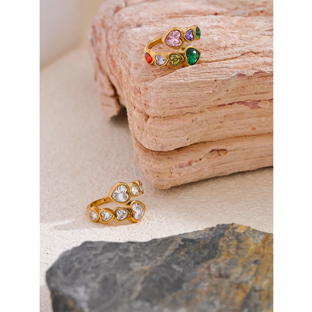 18K Gold Plated Heart Ring Stainless Steel