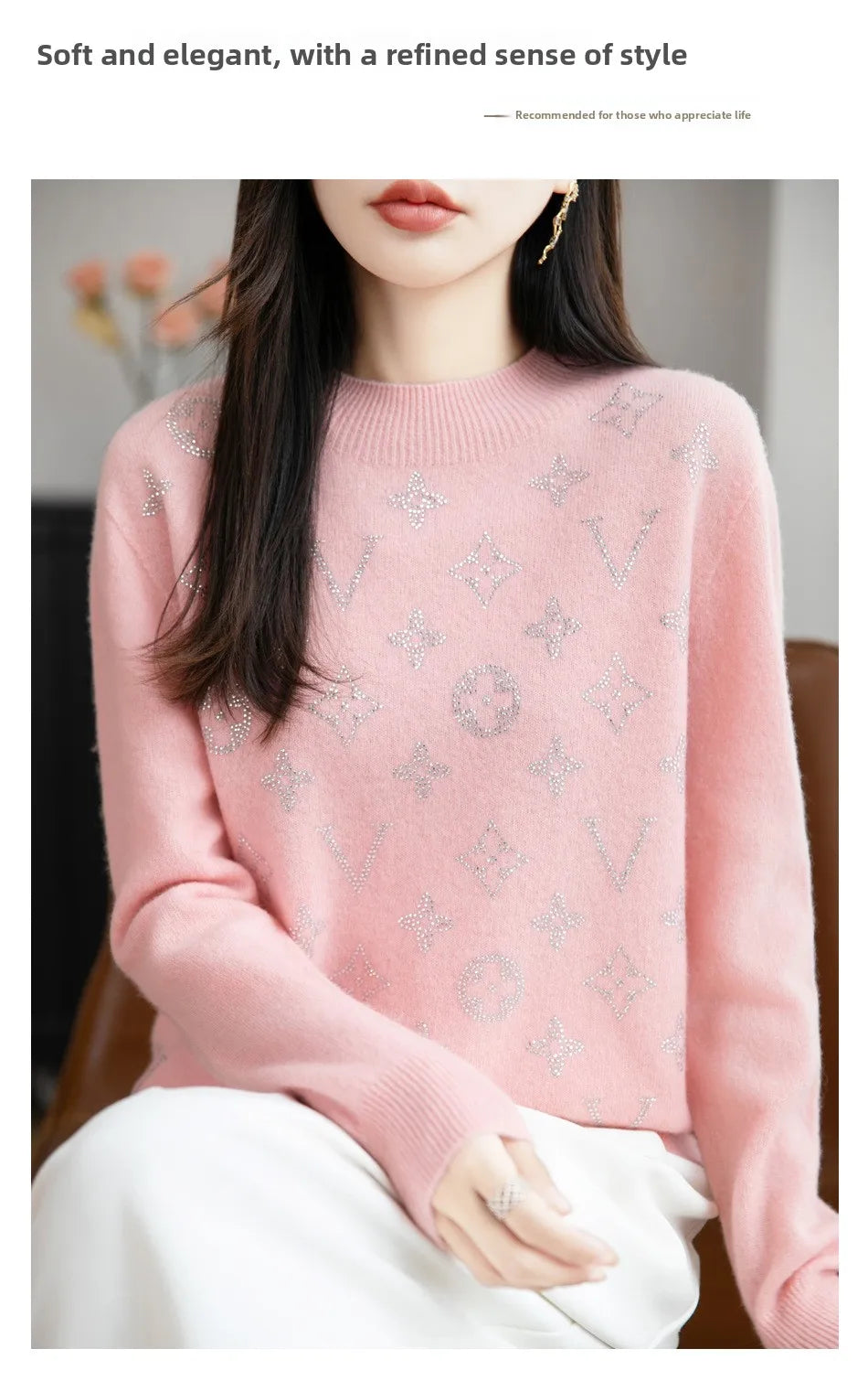 Women’s Fine Knit Half Turtleneck Sweater – Elegant Casual Style