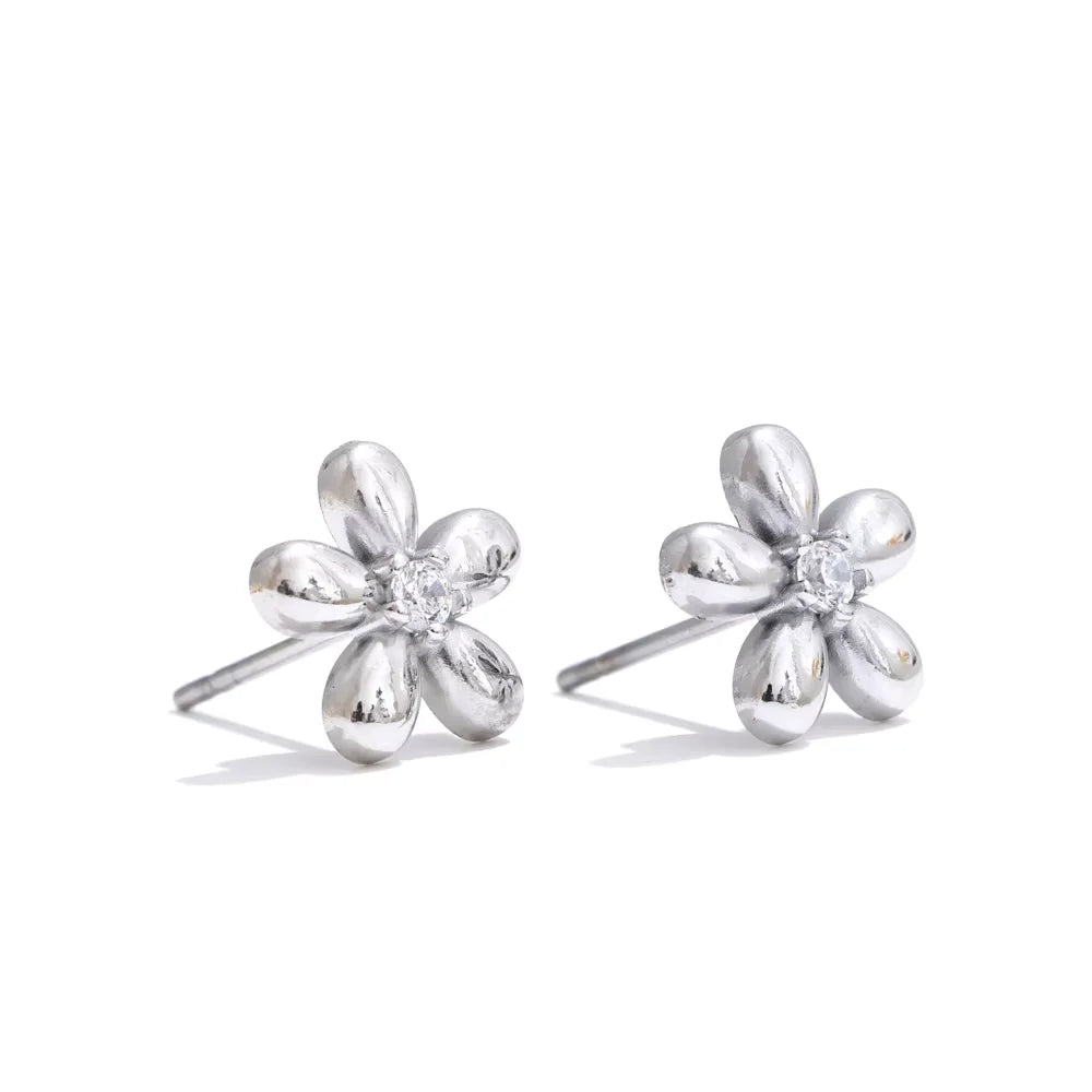 18K Gold Plated Stainless Steel Zirconia Flower
