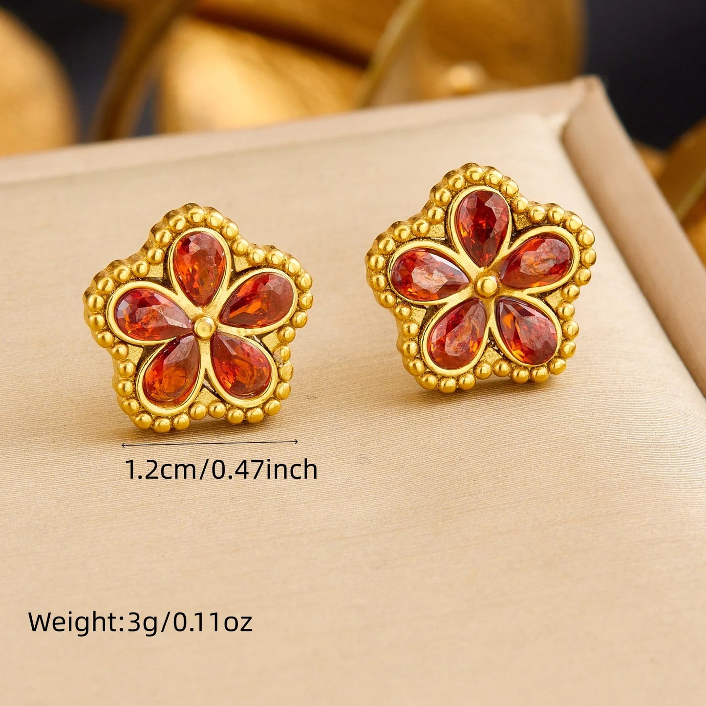 14K Gold Plated Flower Style Stainless Steel