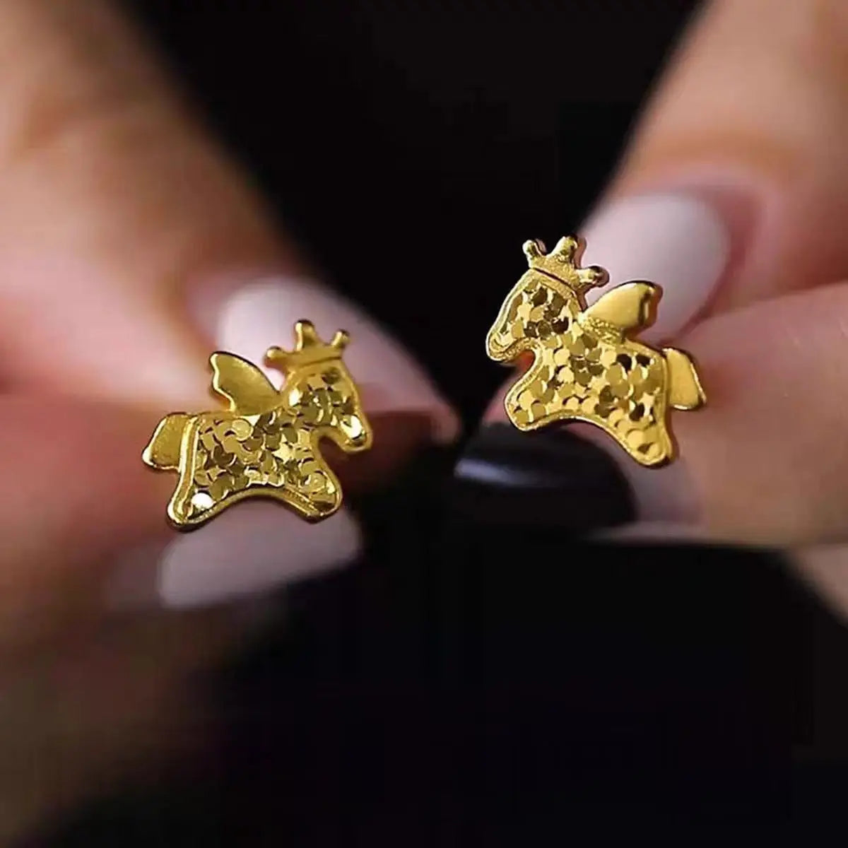 24K Gold Horse Brings Wealth Earrings