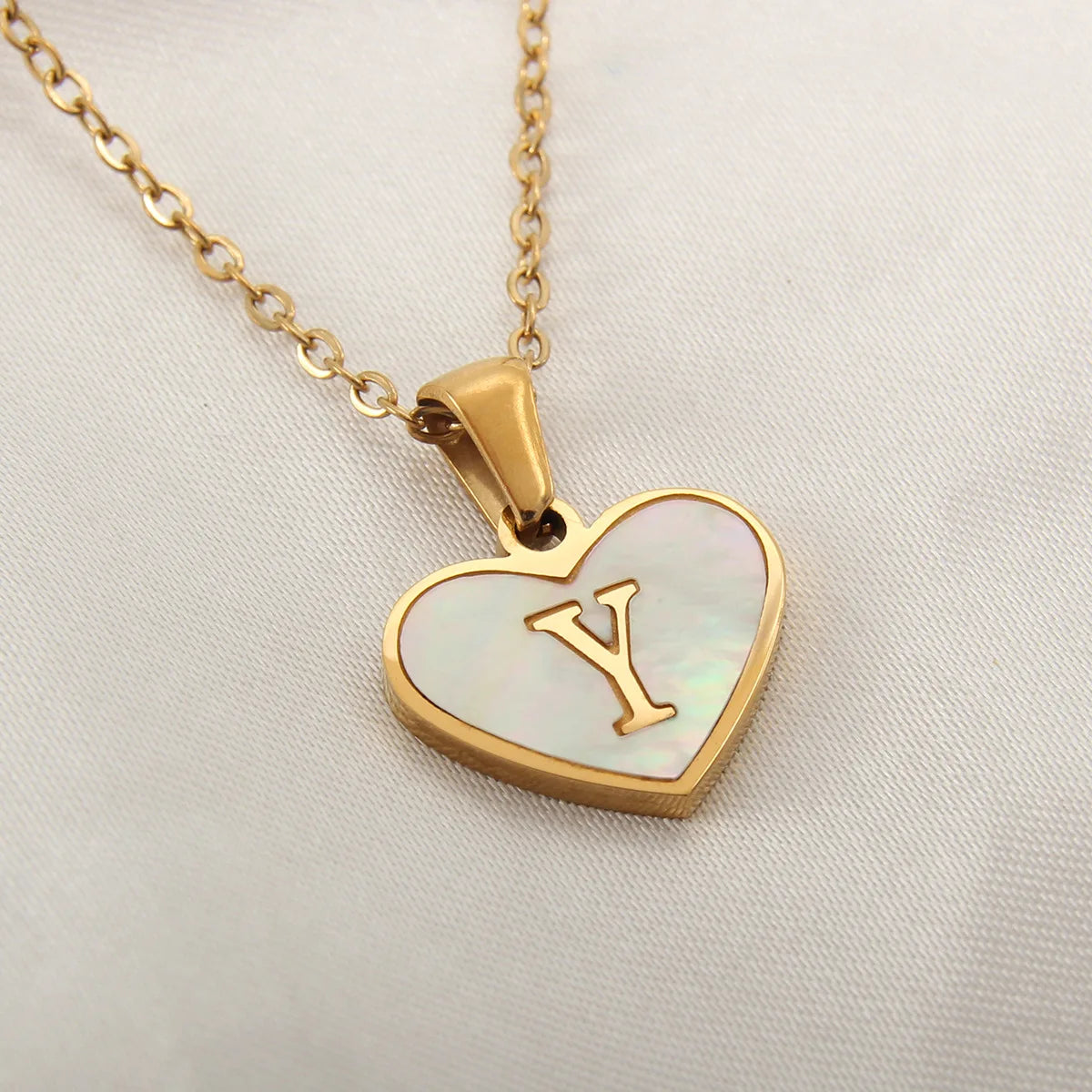 Gold Plated Initial Necklace Stainless Steel
