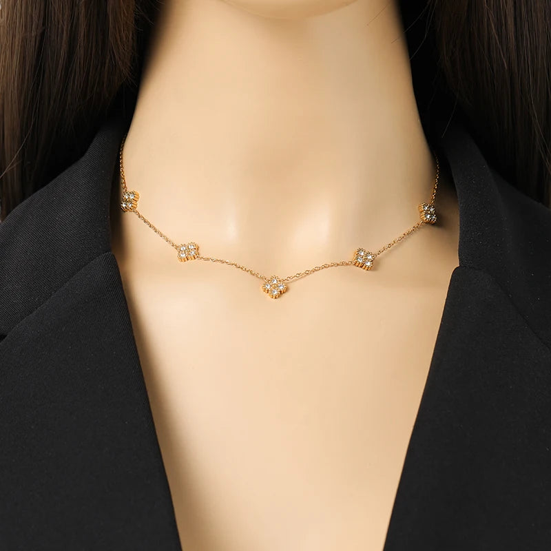 Elegant Flower Stainless Steel Waterproof Jewelry Set
