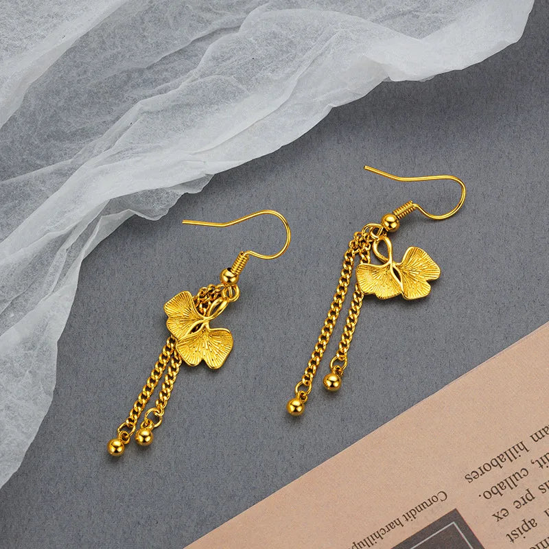 Elegant Gold-Plated Tassel Drop Vintage Earrings