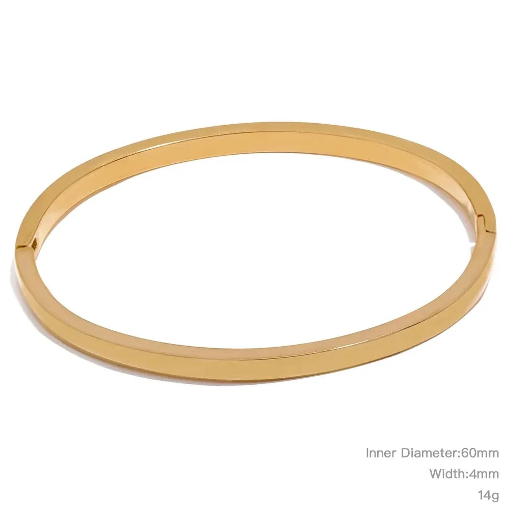 Minimalist Vintage Gold Stainless Steel Bangle Waterproof