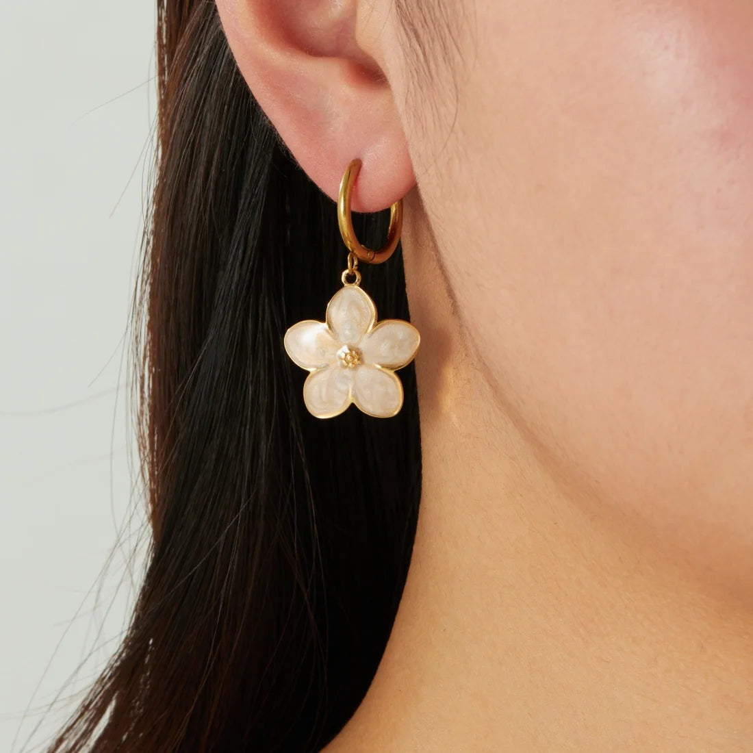 14K Gold Plated Cherry Blossom Stainless Steel