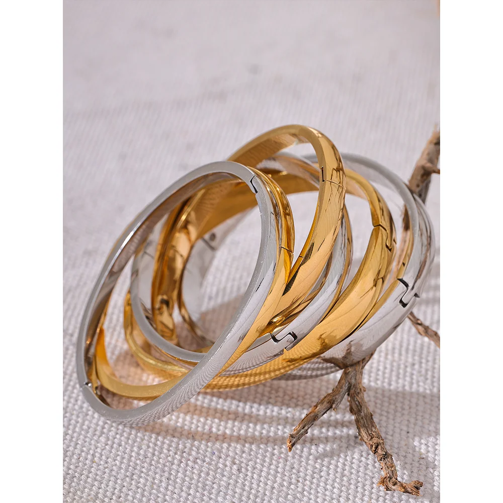Minimalist Vintage Gold Stainless Steel Bangle Waterproof