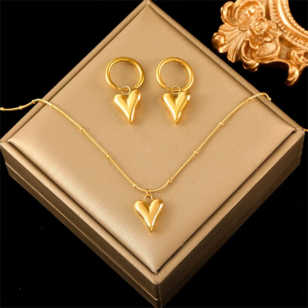 Heart Love 18K Gold Plated Stainless Steel