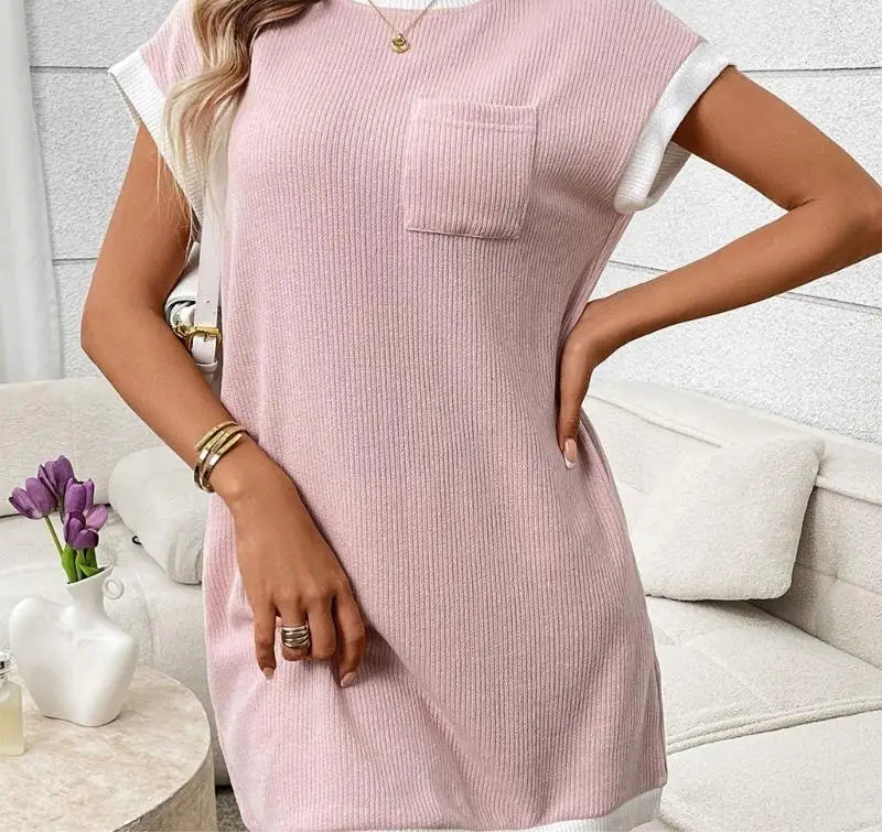 Casual Ribbed Knit Mini Dress