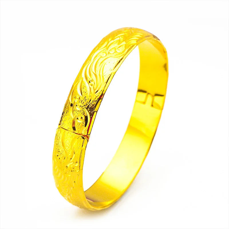 24K Gold Dragon Vintage Phoenix Clasp Bangle