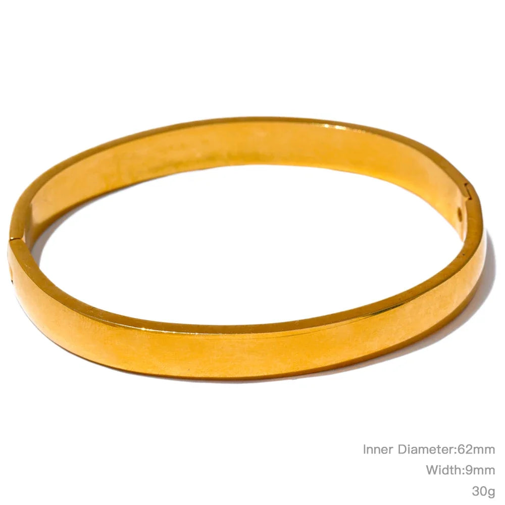 Minimalist Vintage Gold Stainless Steel Bangle Waterproof