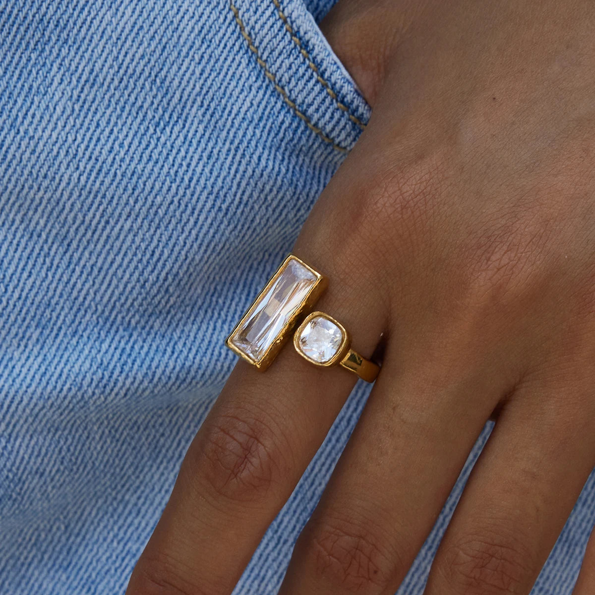 Gold Plated 18K Geometric Ring
