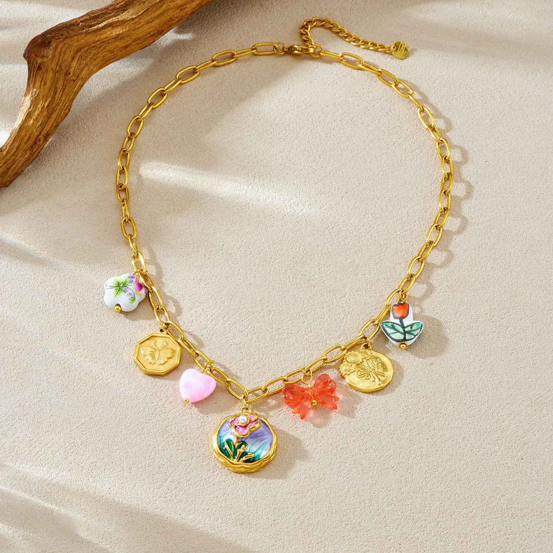 14K Gold Tone Plated Sunflower Pearl Jewelry Set Stainless Steel