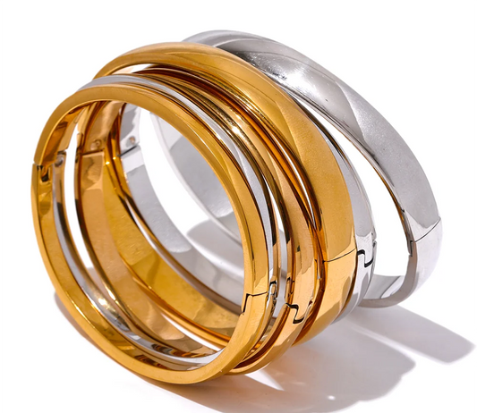 Minimalist Vintage Gold Stainless Steel Bangle Waterproof