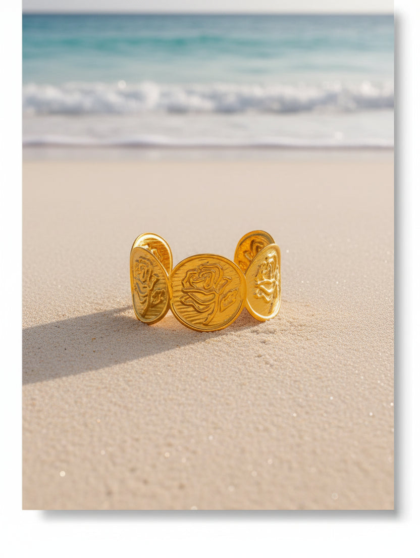 18K Gold Plated Flower Cuff Bracelet