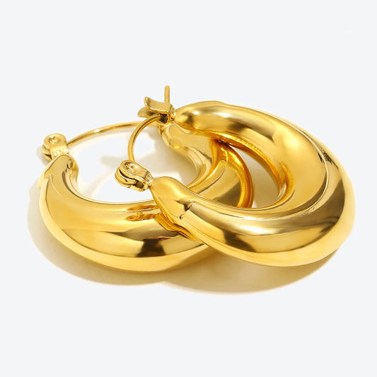 Women U Shape Hoop Earrings 316L Stainless Steel Waterproof Gold Silver