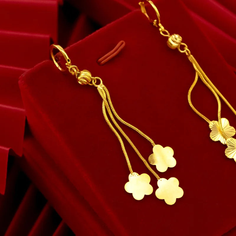 18K Gold Tassel Drop Earrings